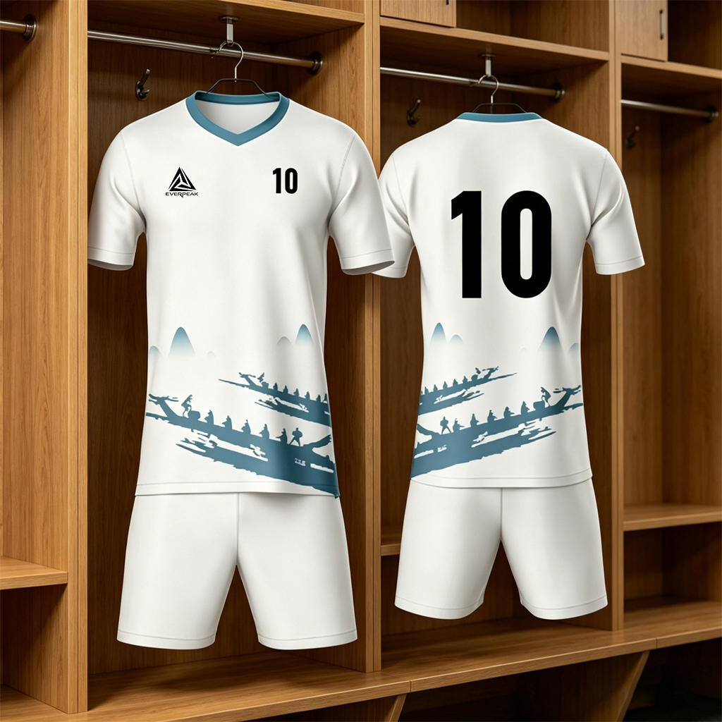 Custom White Dragon Boat Soccer Uniform Quick Dry Breathable Football Jersey and Shorts Kit Personalized Sportswear for Adult Youth Training Matches - view 4