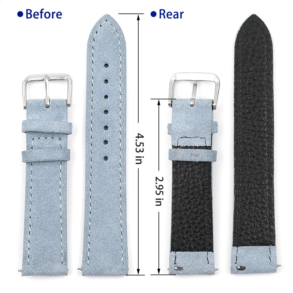 Soft Suede Leather Watch Band 18mm 19mm 20mm 22mm 24mm Blue Brown Watch Straps Stainless Steel Buckle Watch Accessories 260526