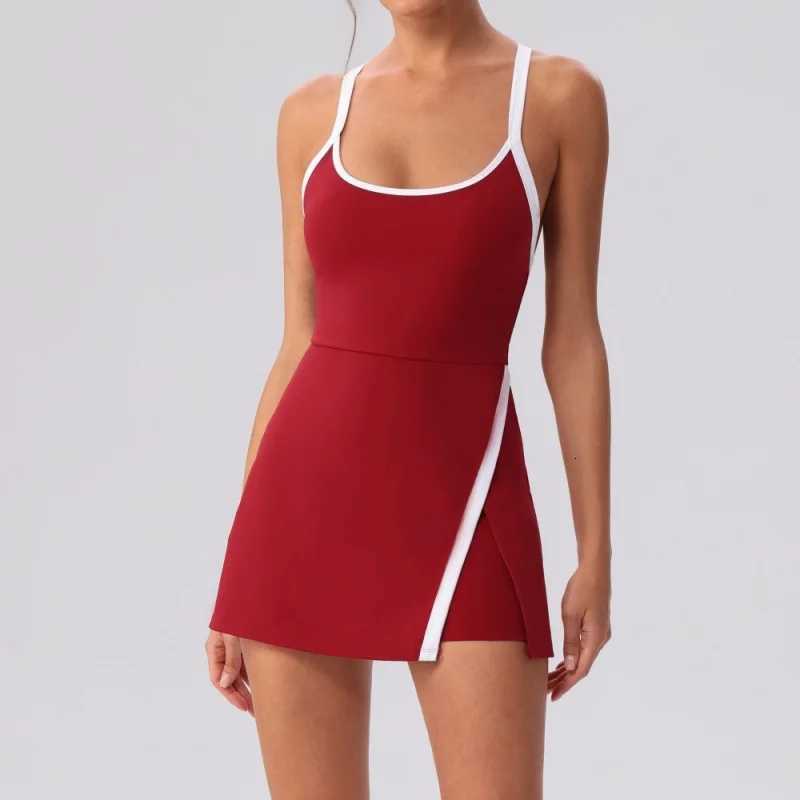 Womens Wear Sports Dress Slimming Anti-exposure Tennis Dresses With Beauty Back One-piece Summer Fitness Outfit M260529