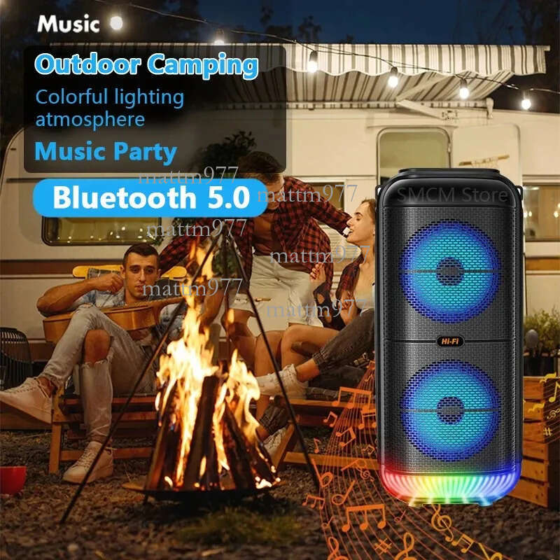 Super Large Outdoor Bluetooth Speaker Peak Power 1200W Double 6 Inch Horn Subwoofer Portable Wireless Column Bass Sound with Mic - view 5