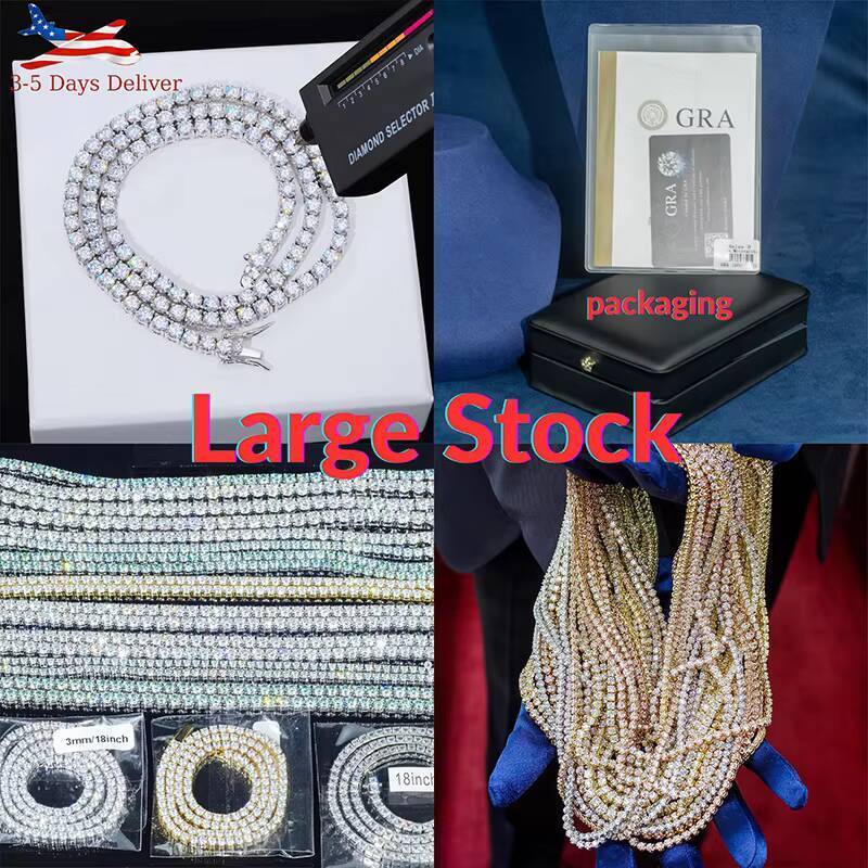 2025New Chains Necklaces 925 Pure Silver Hip Hop Jewelry Necklace Iced Out Moissanite Diamond Tennis Necklace Bracelet