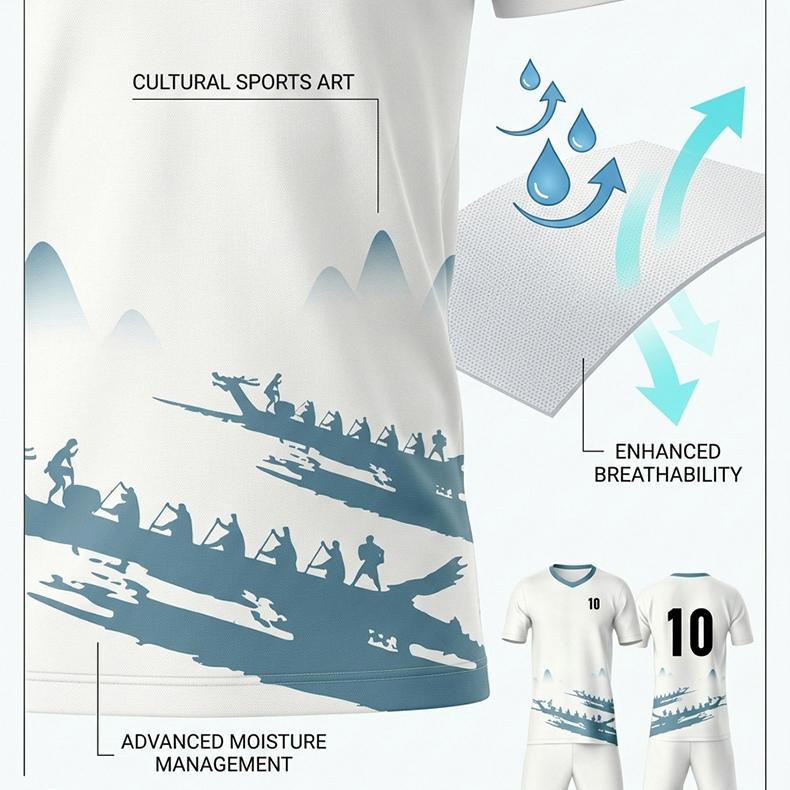Custom White Dragon Boat Soccer Uniform Quick Dry Breathable Football Jersey and Shorts Kit Personalized Sportswear for Adult Youth Training Matches - view 8