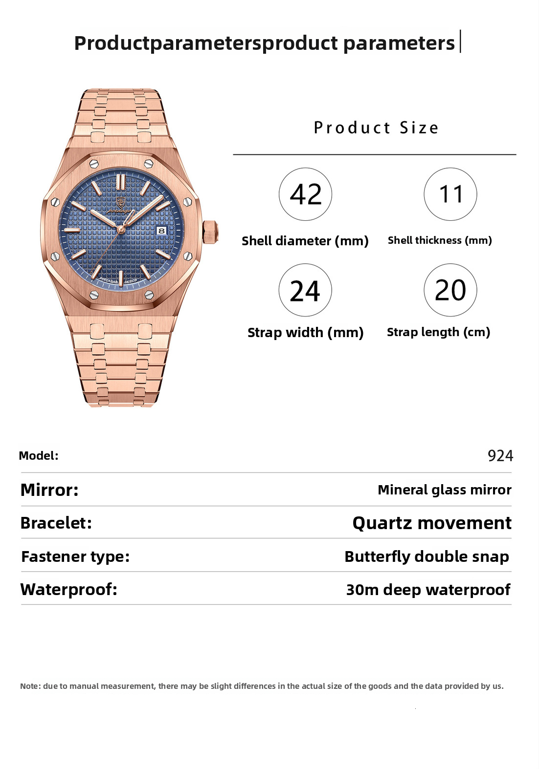 Steel Mens Octagonal Luxury Sapphire POEDAGAR Stainless Glass Grid Dial Designer Wristwatch Waterproof Business Casual Quartz Watch