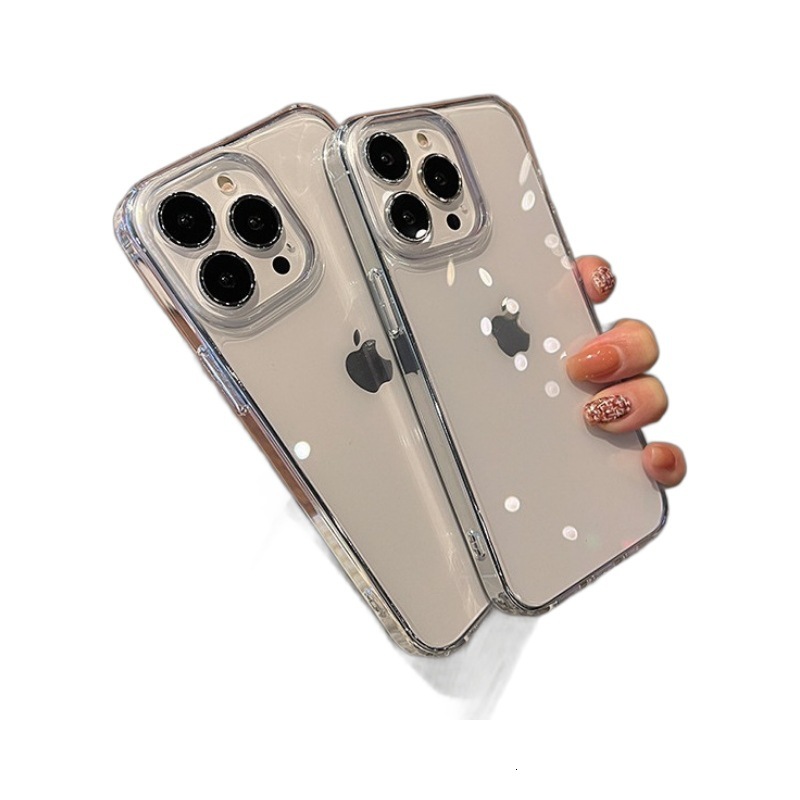 Suitable for Apple 17 Phone Case Transparent 13 Shockproof 14 Pro Max Acrylic 15 Groove Epoxy iPhone 16 Cover