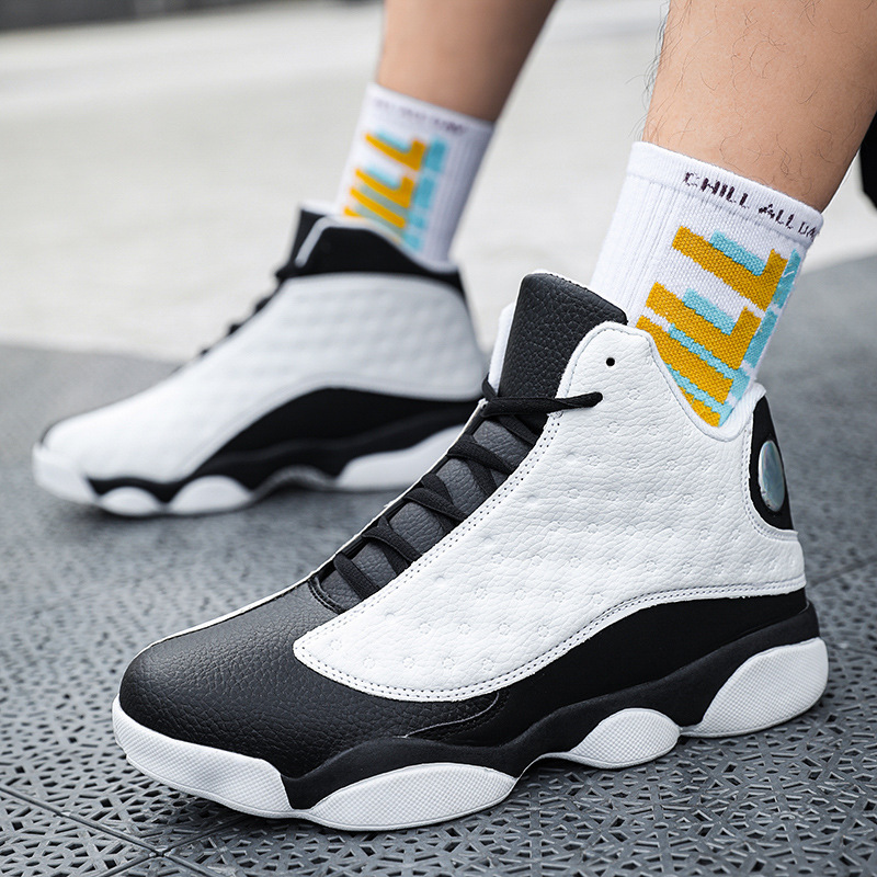 Free shipping luxury Mens High-Top Basketball Shoes Black White Non-Slip Athletic Sneakers Breathable Cushioning Sport Shoes Training & Daily Wear hot