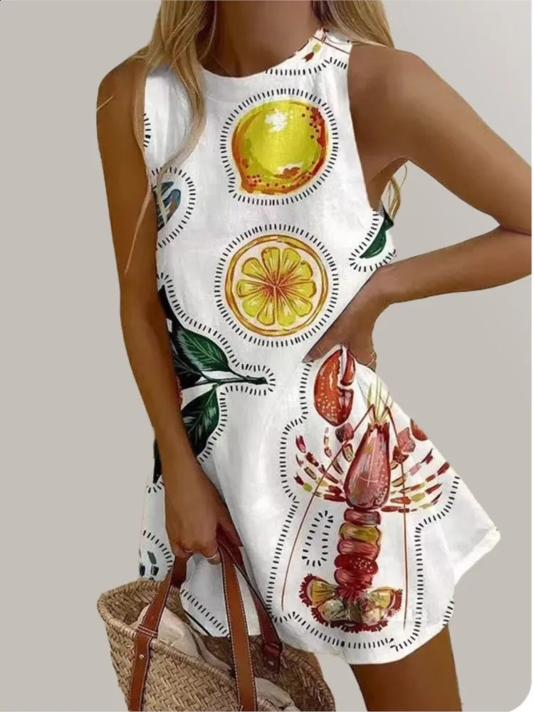 Bohemian Beach Style Print Dress Women Summer Loose O Neck Sleeveless Mini Dresses Fashion Casual Holiday Vacation Vestidos 260529 - view 4
