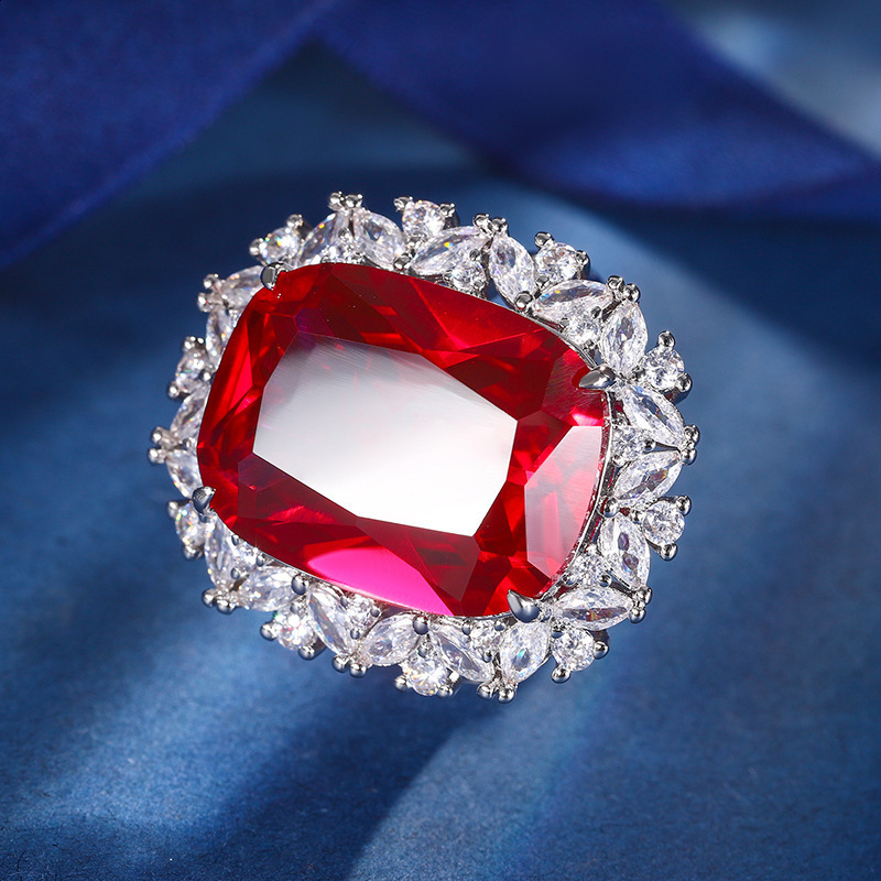 Woman Wedding Jewelry Copper Base Gold Plated Red Corundum Womens Set Elegant Diamond Inlay 251103