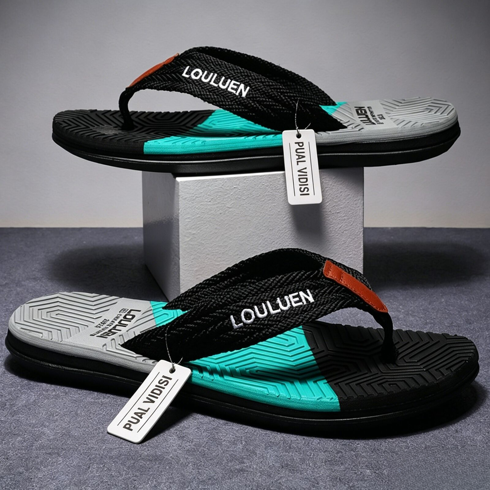 Mens Color Block Fashion Gifts Flip Flops With Textured Sole For Summer Casual Beach Daily Wear
