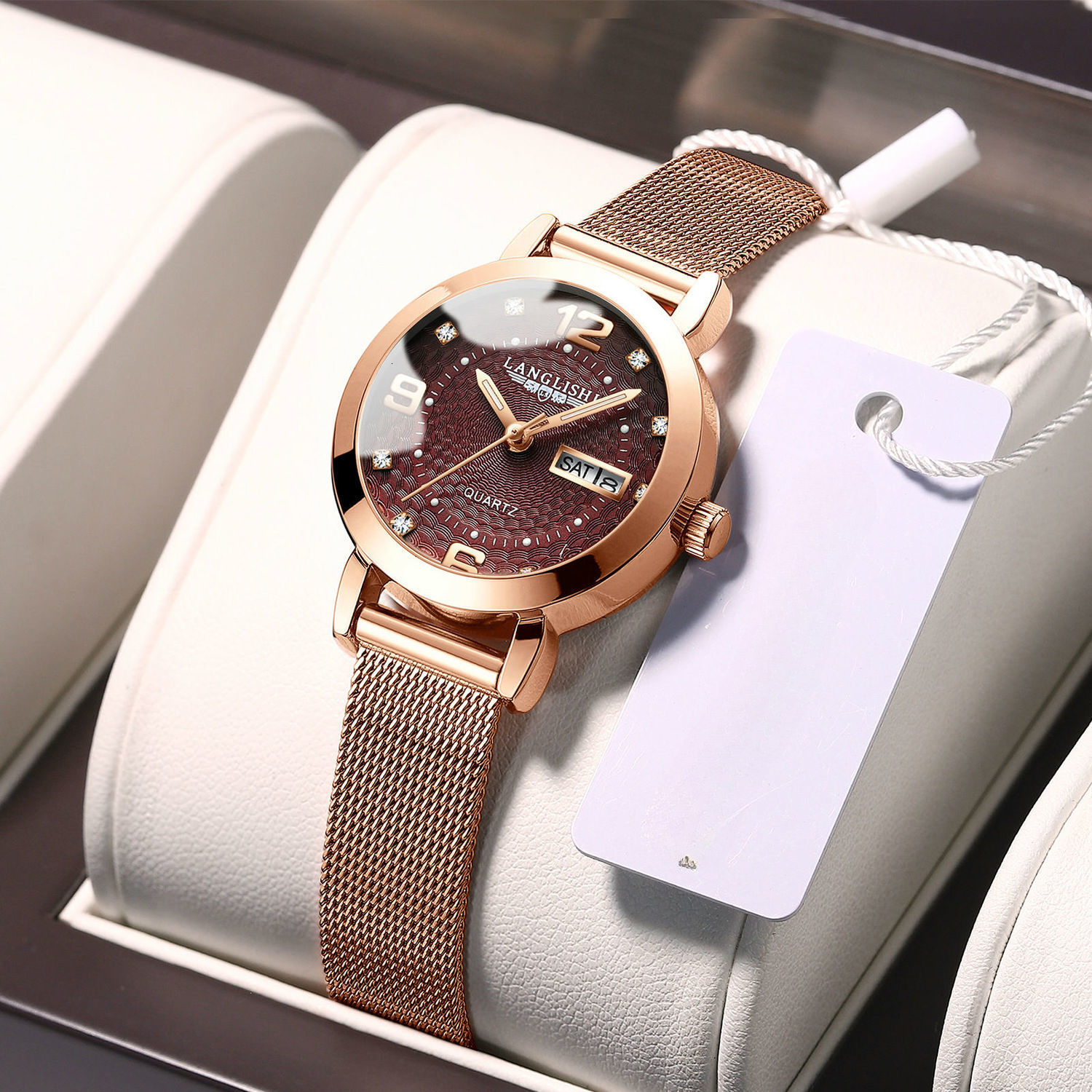 LLS Swiss Style Luxury Womens Slim Quartz Watch Designer Wristwatch Day Date Waterproof Luminous Fashion Elegant Modern Timepiece