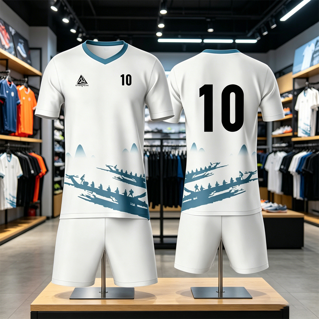 Custom White Dragon Boat Soccer Uniform Quick Dry Breathable Football Jersey and Shorts Kit Personalized Sportswear for Adult Youth Training Matches - view 5