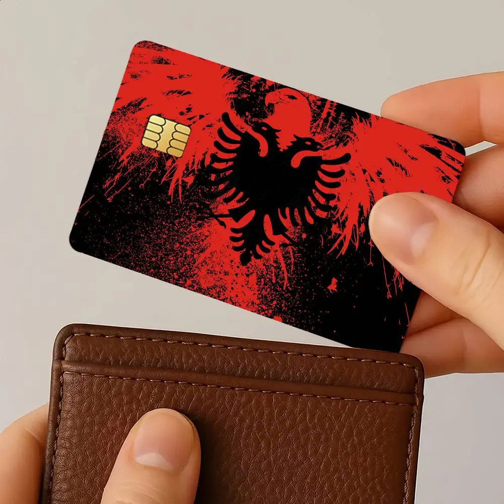 Flag Albania Credit Card Stickers 4PCS Antiscratch Waterproof Skin for Bank Debit Decorative Protection 260529BJ - view 5