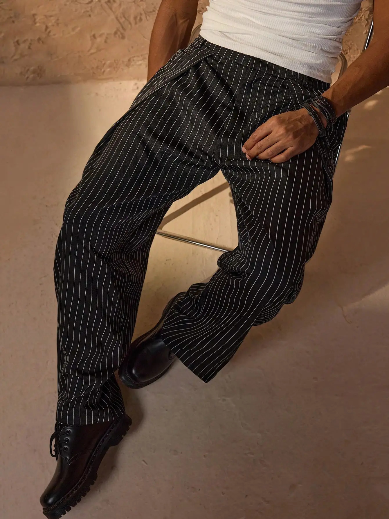 plus Size Mens Striped Casual Pants Trendy Comfortable Daily Wear Long Trousers y260618 - view 7
