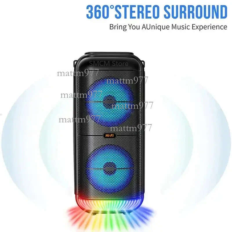 Super Large Outdoor Bluetooth Speaker Peak Power 1200W Double 6 Inch Horn Subwoofer Portable Wireless Column Bass Sound with Mic - view 6
