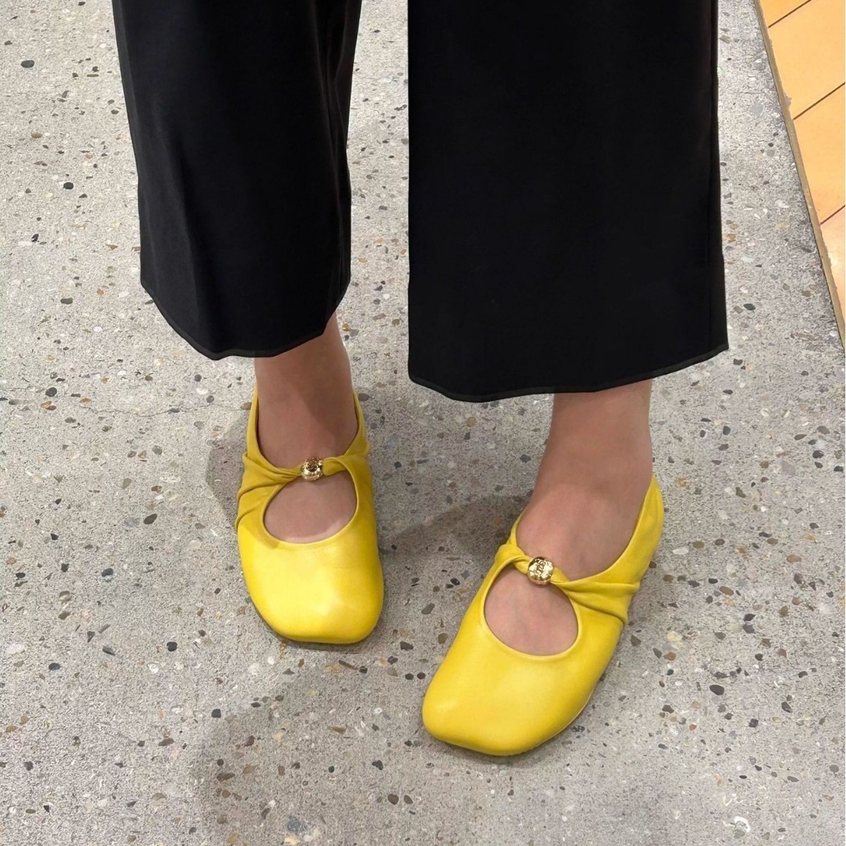 Womens Multi Color Soft Leather Mary Jane Flats Square Toe Summer Comfort Gold Button Shoes - view 6
