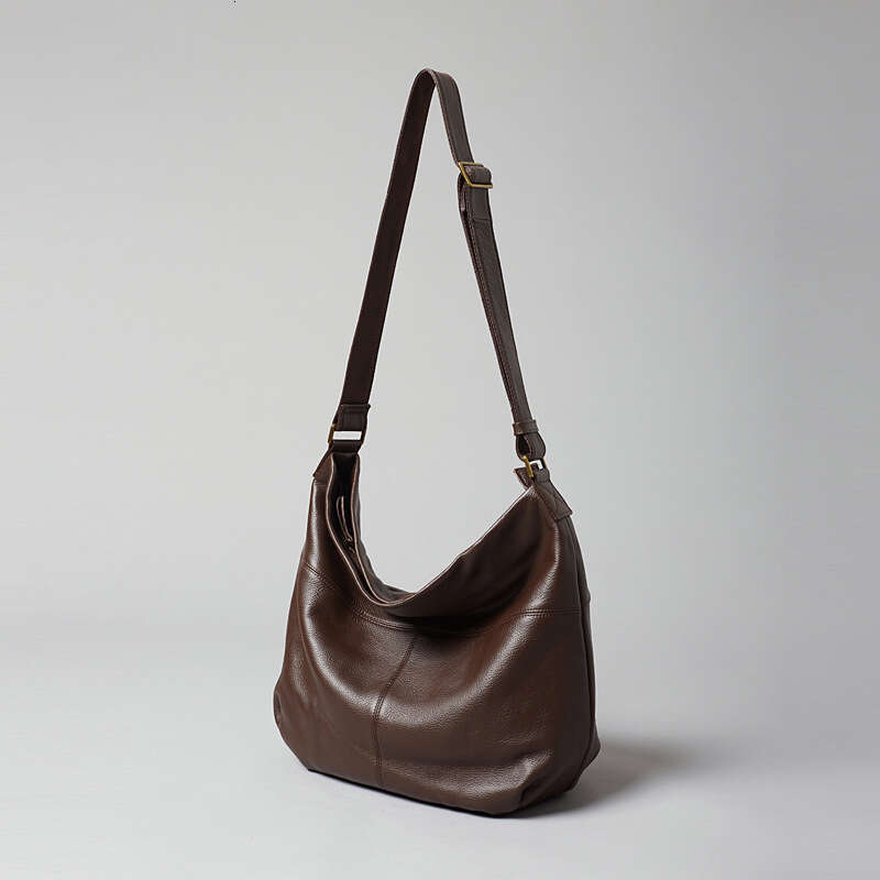 New Top Layer Cowhide Women Bag, Lazy Style Soft Leather Hobo Bag, Large Capacity Casual Shoulder Crossbody Tote Handbag SENYY