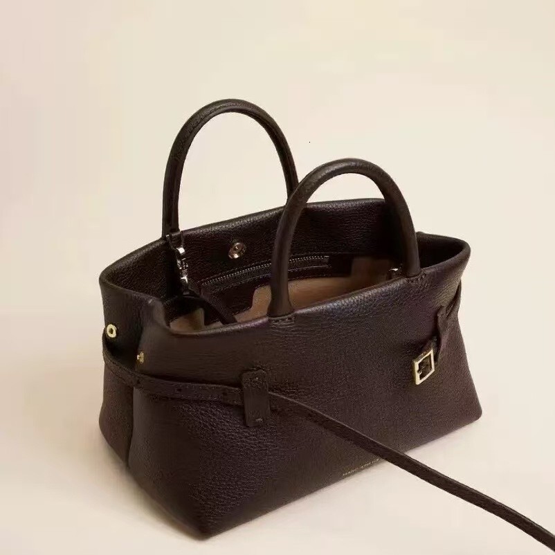Structured Leather Belted Tote Bag Multiple Sizes Luxury Top Handle Handbag Office Commuting Multi Carry Shoulder Bag For Work Business And Daily Wear