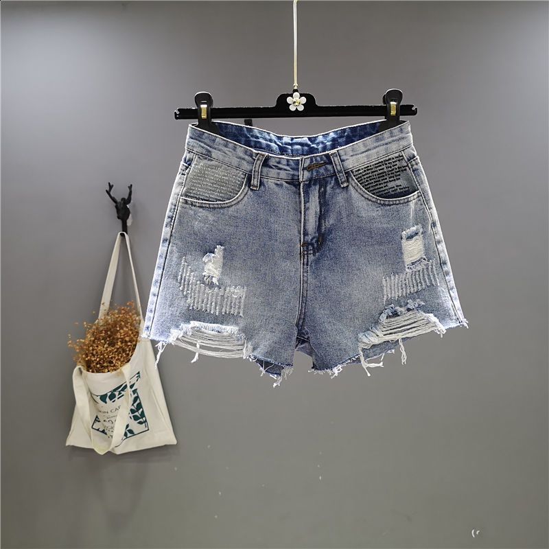 European-style color-blocked elastic high-waisted wide-leg shorts niche color-blocked chic denim hot pants for women200701
