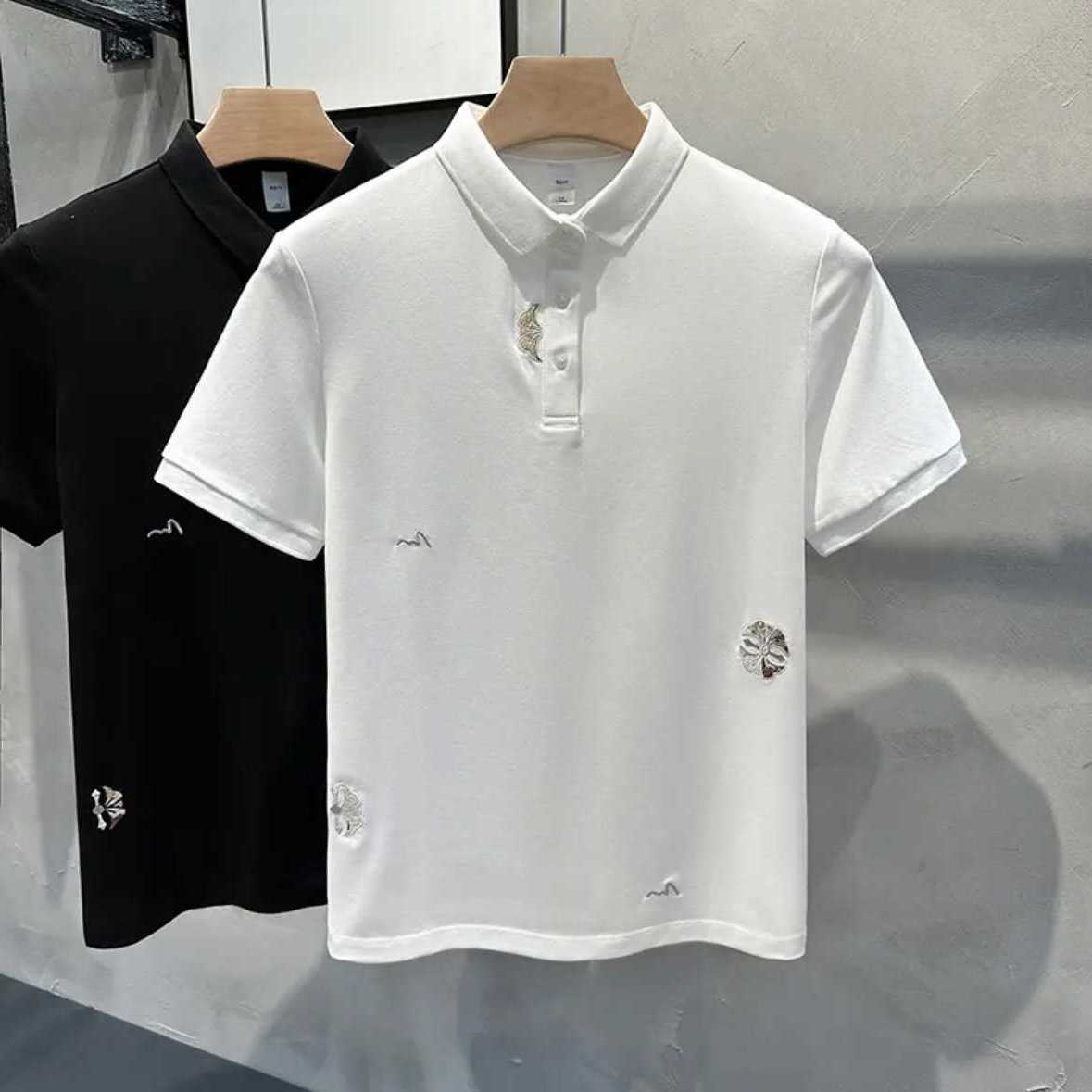 Summer New Embroidered Mens Polo Shirt Short Sleeve High-end Embroidered Design Sense Turn-down Collar T-shirt Fashion Versatile Mens Clothing88