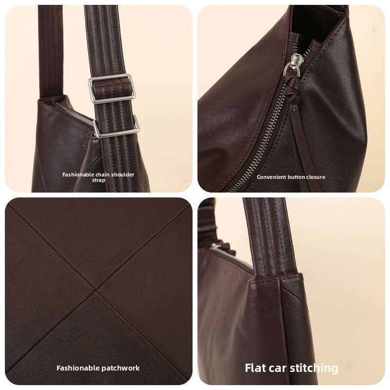 Simple Stylish Genuine Leather Bucket Bag, Lightweight Large Capacity Women Crossbody Shoulder Tote Bag, Ideal for Daily Use Work Commute SENYY