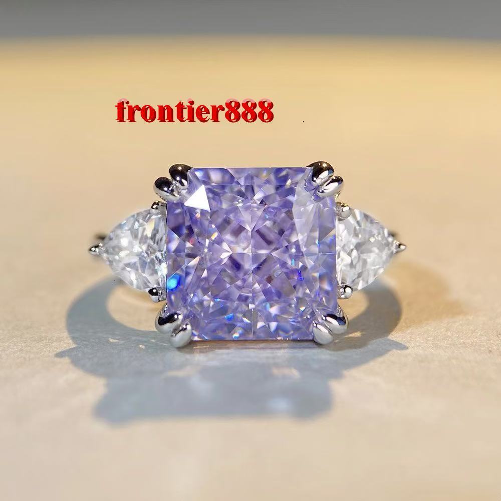Pink, yellow, blue and purple 5carat Yellow Moissanite Ring 925 Sterling Silver 18k Gold Plated Diamond Ring Wedding Engagement Rings for Bride Gift