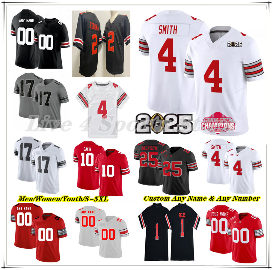 2026 Ohio StateS BuckeyesS OSU College Football Jersey Jeremiah Smith Julian Sayin Bo Jackson James Peoples Chris Henry Jr Brandon Inniss C.J. Hicks Phillip Bell 5XL