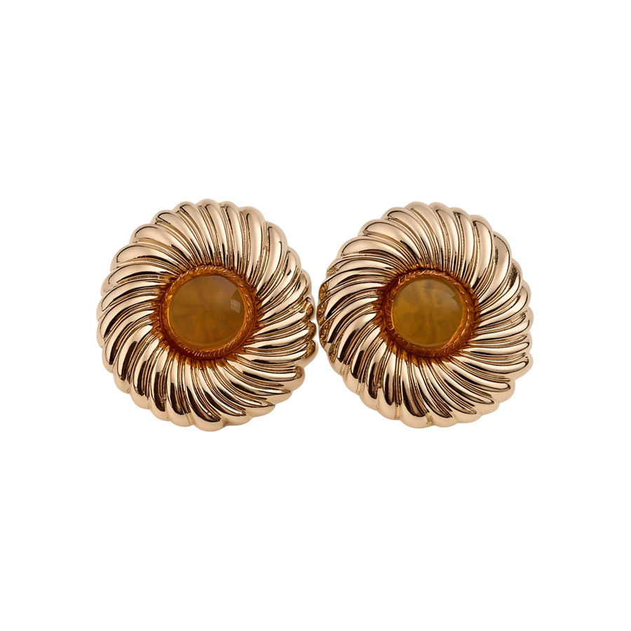 European and American cross-border silver needle resin round pattern fashion earrings, unique retro-style earrings with a niche design - view 9