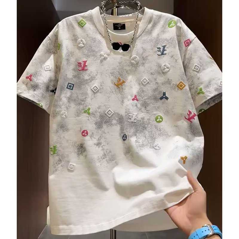 Fashion Tie-Dye High-End Round Neck 2026 Summer New Short Sleeve Light Luxury Trendy Loose T-Shirt Half Sleeve Men88