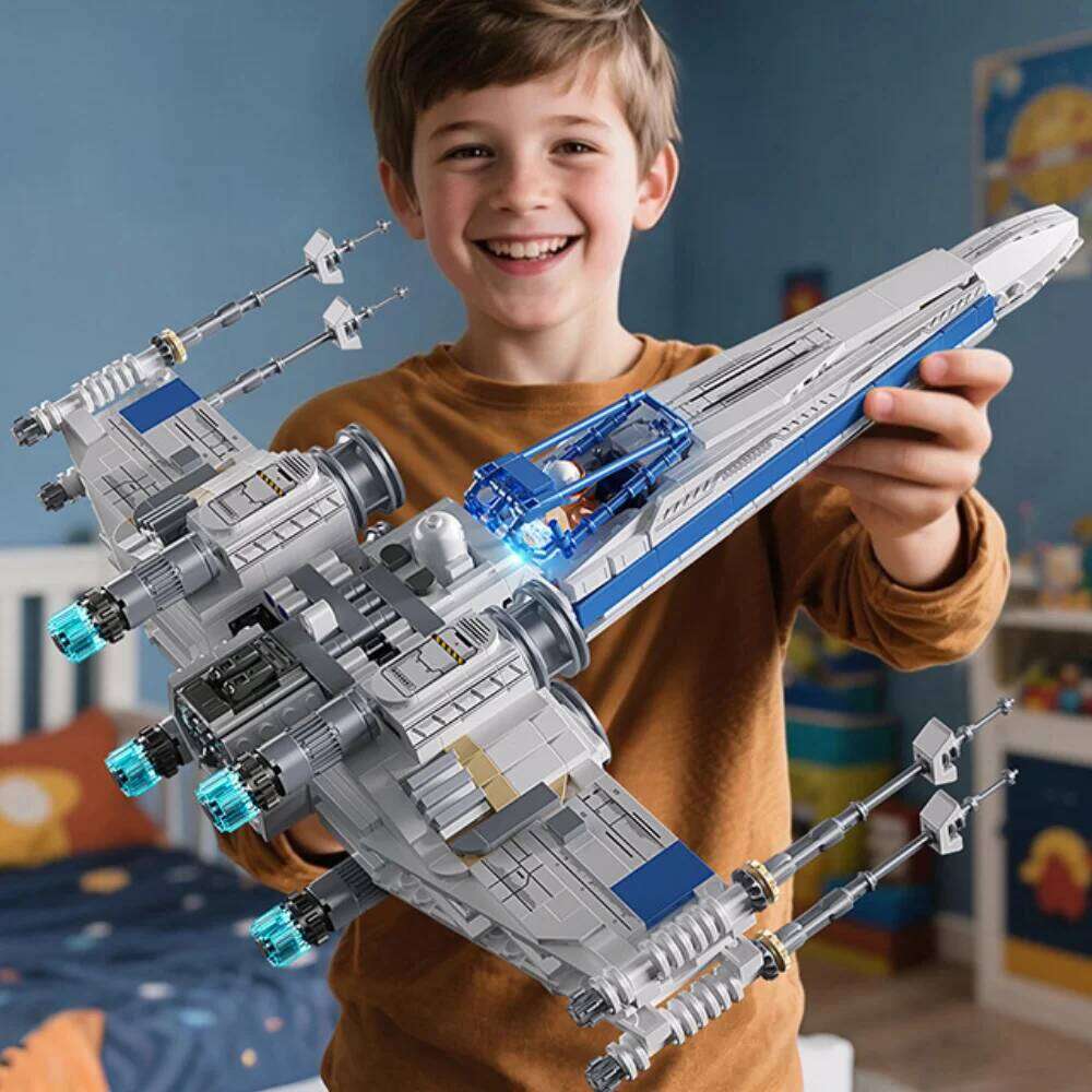 TOYLINX X-Wing Fighter Building Blocks Set LED Light Up Construction Toy Mechanical Space Vehicle with Pilot Bricks Gifts W260530