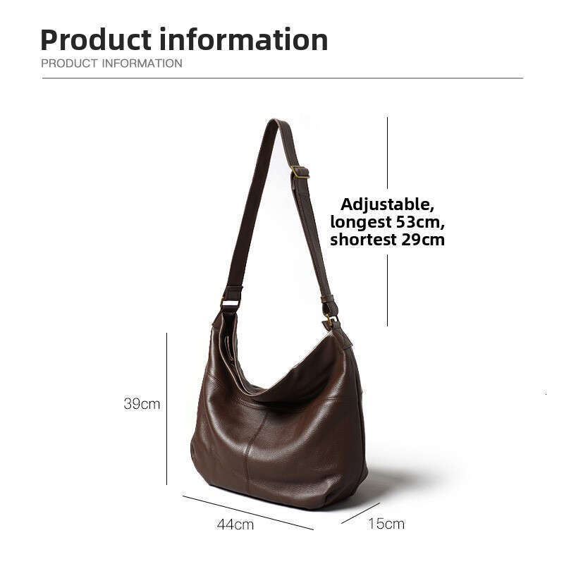 New Top Layer Cowhide Women Bag, Lazy Style Soft Leather Hobo Bag, Large Capacity Casual Shoulder Crossbody Tote Handbag SENYY