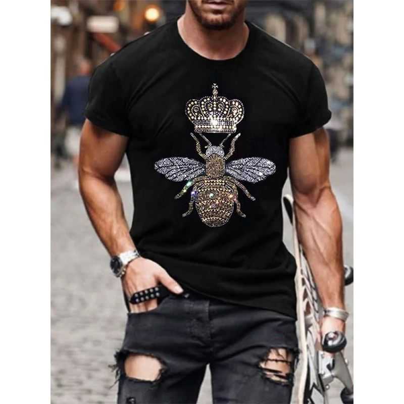 Luxury Brand Designer Clothes Foreign Trade New 3D Printed T-Shirt Trendy Short Sleeve Loose Racing Top Source Manufacturer Casual Round Neck Pullover