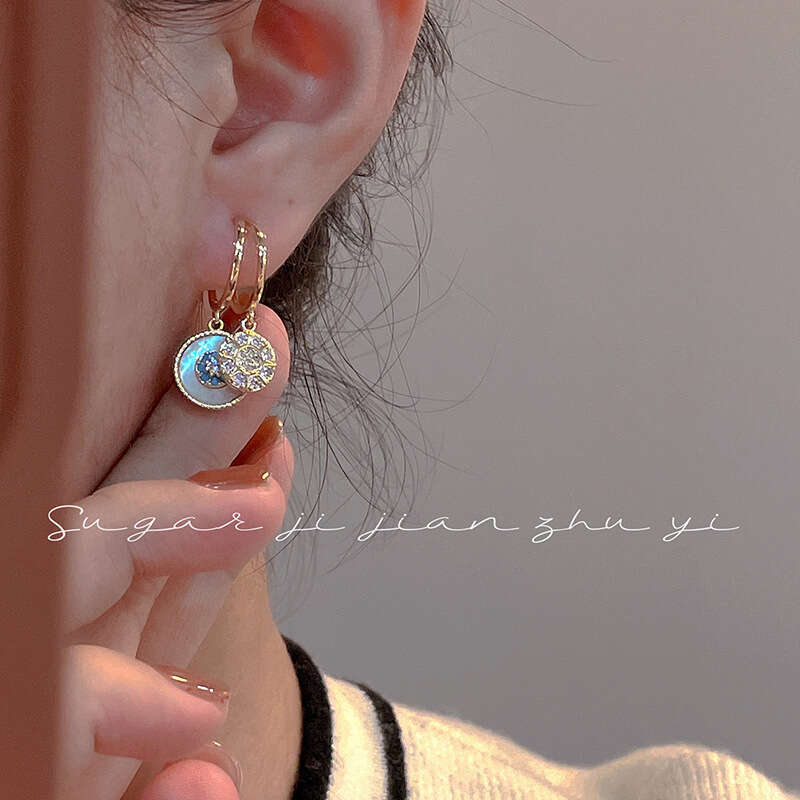 Luxury Evil Eye Charm Hoop Earrings With Blue And White Stones Gold Tone For Bridal And Evening Events