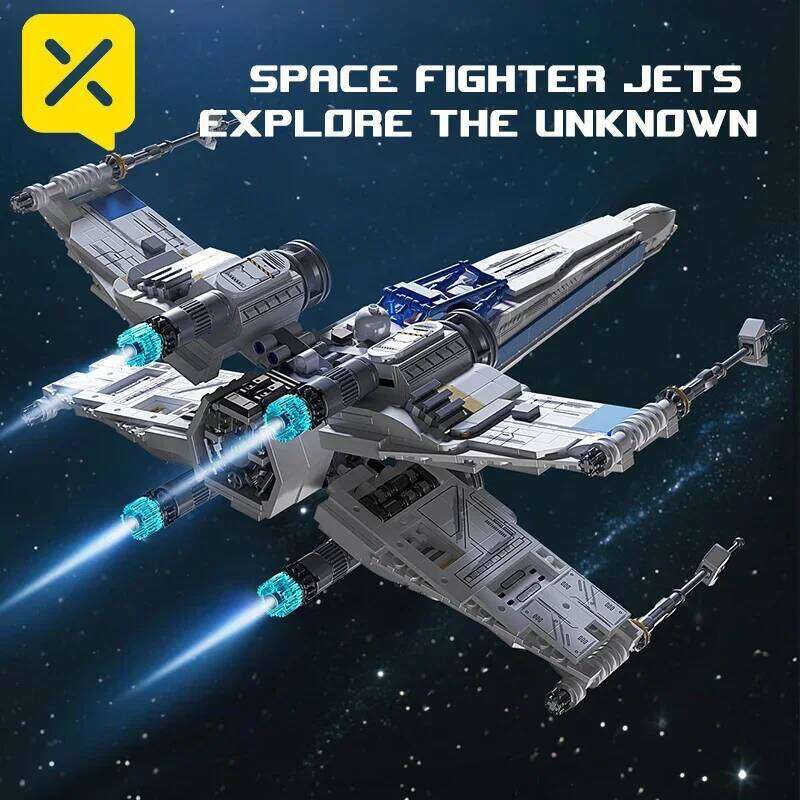 TOYLINX X-Wing Fighter Building Blocks Set LED Light Up Construction Toy Mechanical Space Vehicle with Pilot Bricks Gifts W260530