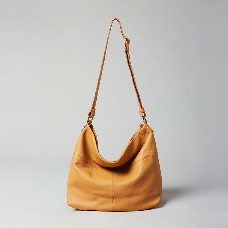 New Top Layer Cowhide Women Bag, Lazy Style Soft Leather Hobo Bag, Large Capacity Casual Shoulder Crossbody Tote Handbag SENYY