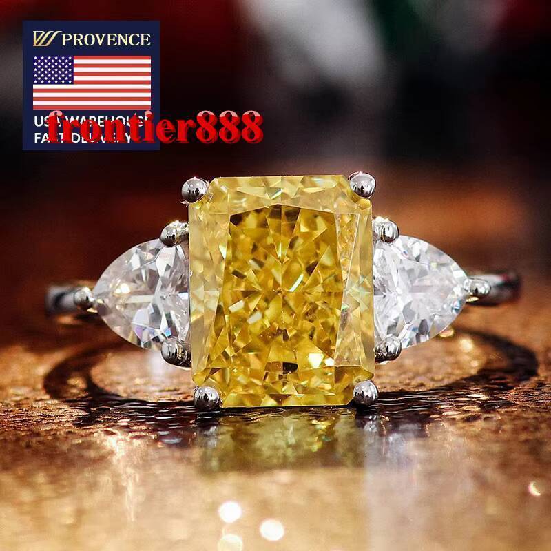 Pink, yellow, blue and purple 5carat Yellow Moissanite Ring 925 Sterling Silver 18k Gold Plated Diamond Ring Wedding Engagement Rings for Bride Gift