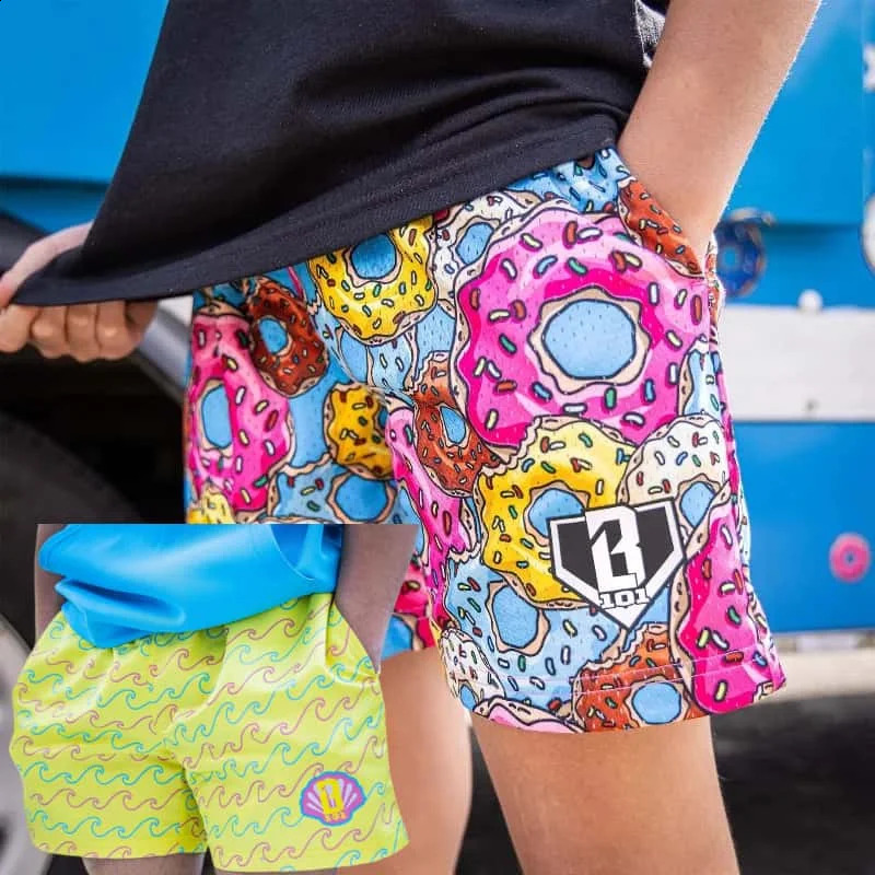 Mens and Womens Ice Cream Printed Baseball Life 101 Breathable and Comfortable Sports American Retro Basketball Shorts 260527