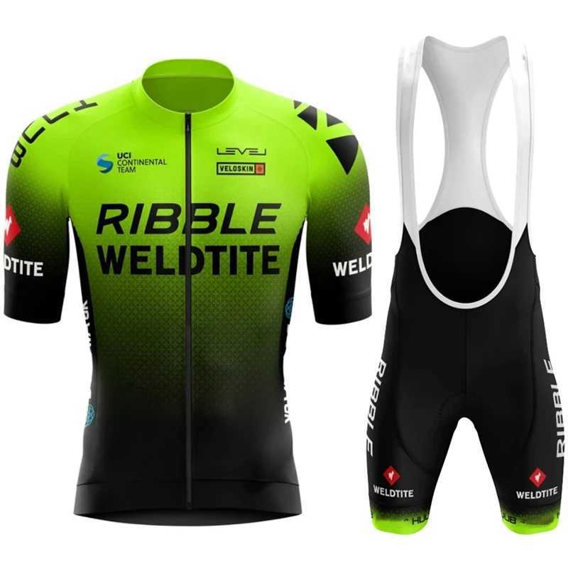 Ribble Weldtite Cycling Jersey Set Short Sleeve Men Anti-UV Bike Summer Cycling Clothing Maillot Ciclismo Hombre Bicycle SuitR260530