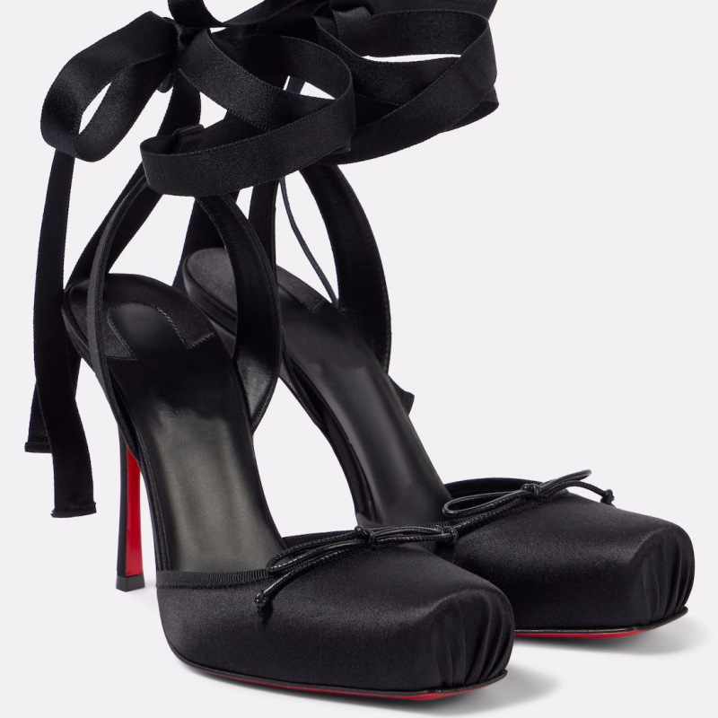 Womens Multi Color Satin Summer Comfort Ballet Heels Ankle Ribbon Tie Up Pumps With Bow - view 5