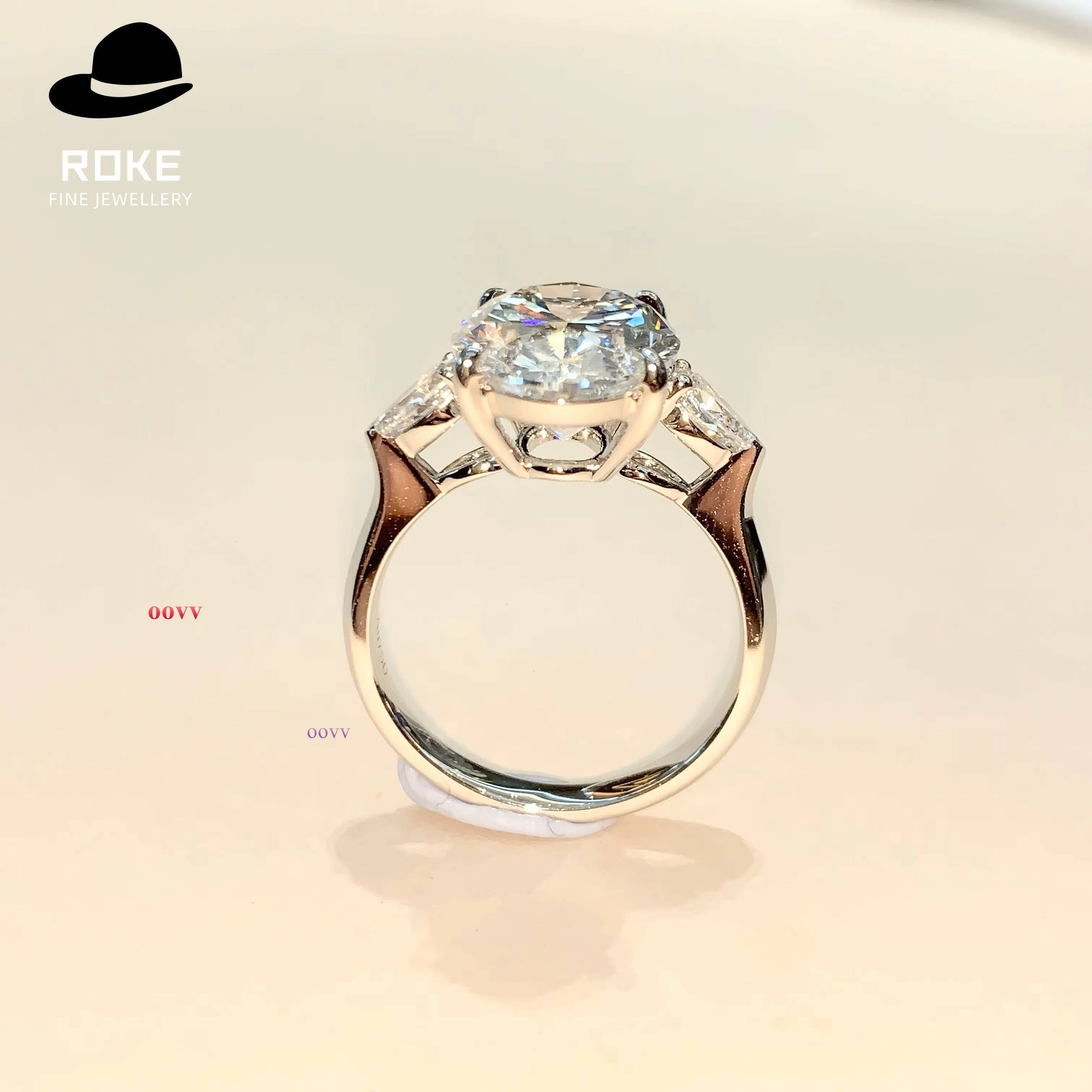 Brilliant IGI/ Lab-grown Oval Diamond 9-18K White Gold 3ct 5ct Ladies Hiphop Wedding Ring Bar Setting