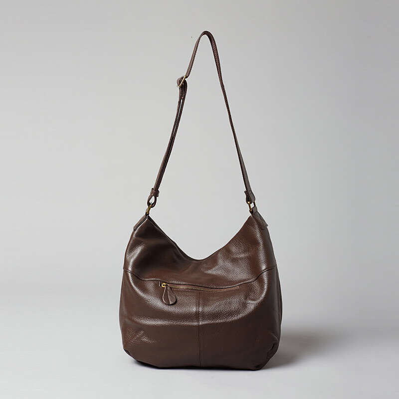 New Top Layer Cowhide Women Bag, Lazy Style Soft Leather Hobo Bag, Large Capacity Casual Shoulder Crossbody Tote Handbag SENYY
