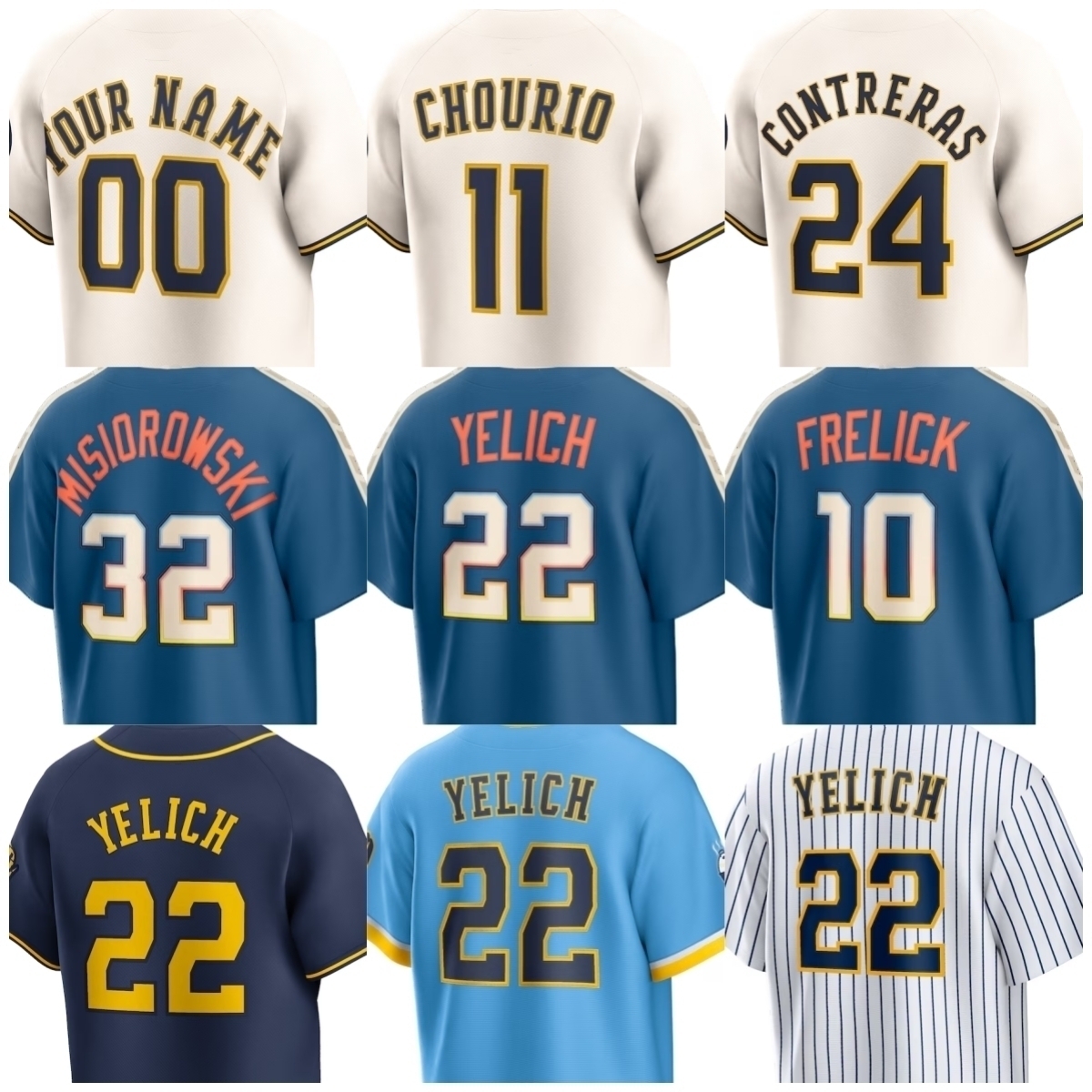 Brewers Maglia William Contreras Baseball Brice Turang Sal Frelick Jake Bauers Luis Rengifo Garrett Mitchell Jacob Misiorowski Chad Patrick Uomini D-image