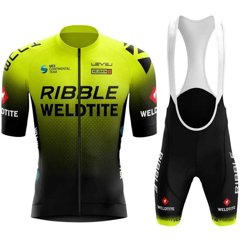 Ribble Weldtite Cycling Jersey Set Short Sleeve Men Anti-UV Bike Summer Cycling Clothing Maillot Ciclismo Hombre Bicycle SuitR260530