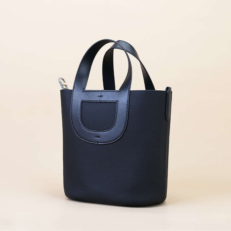 New Top Grade Cowhide Pig Nose Bucket Bag, Genuine Leather Togo Basket Handbag, Multifunctional Shoulder Crossbody Bag for Women Daily Wear SENYY