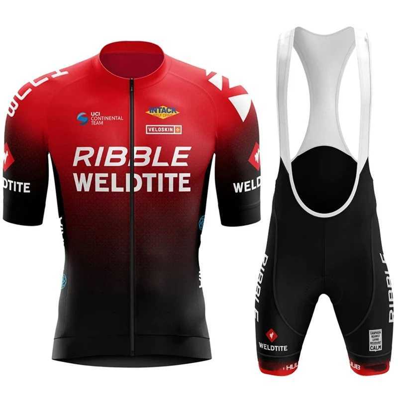 Ribble Weldtite Cycling Jersey Set Short Sleeve Men Anti-UV Bike Summer Cycling Clothing Maillot Ciclismo Hombre Bicycle SuitR260530