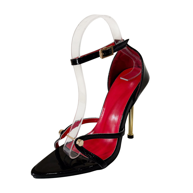 Womens Multi Summer Comfort Color Ankle Strap Stiletto Heels Open Toe Red Inner Sole Sandals - view 6
