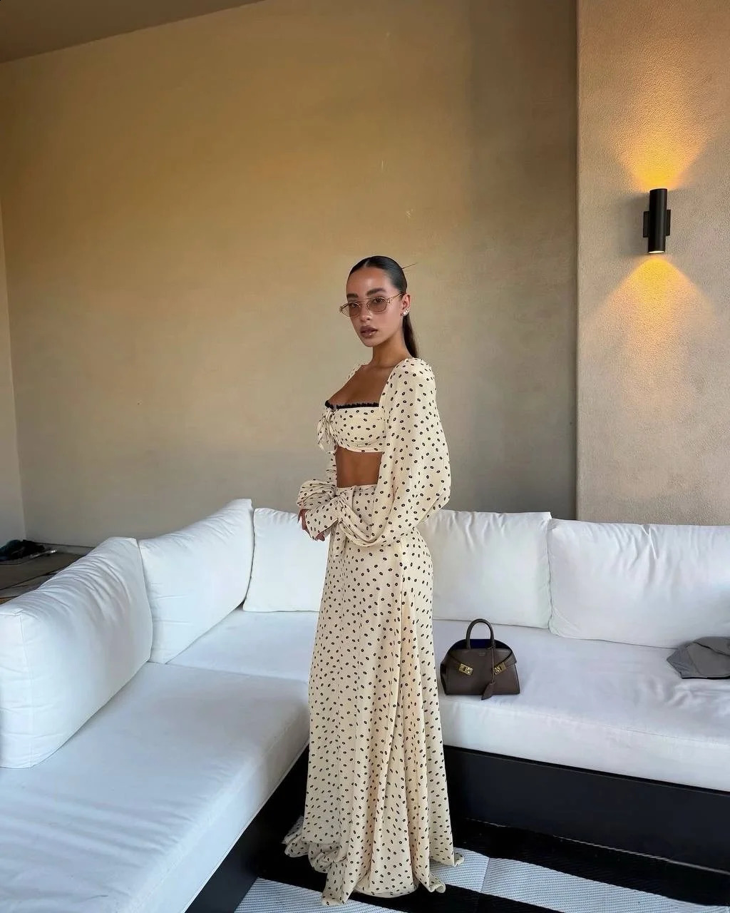 Sexy Polka Dot Tank Top Skirt Women Set Beach Long Lantern Sleeve Tops A-line Trumpet Skirts Suit 2026 Spring Summer Lady Outfit 260618CJ - view 7