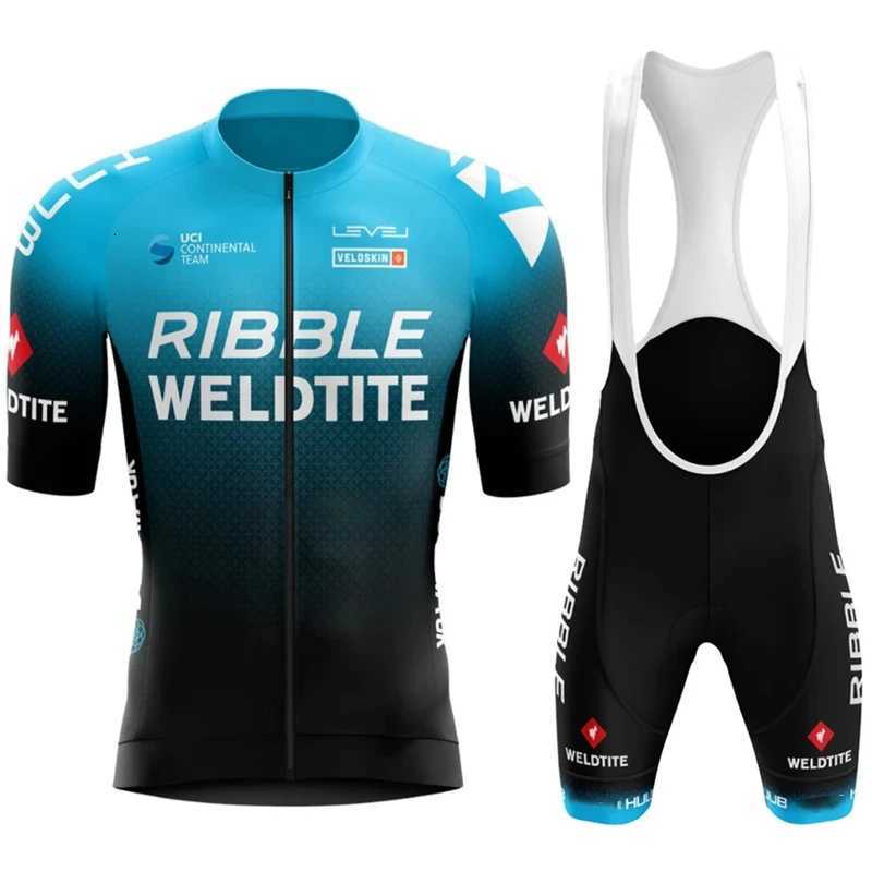 Ribble Weldtite Cycling Jersey Set Short Sleeve Men Anti-UV Bike Summer Cycling Clothing Maillot Ciclismo Hombre Bicycle SuitR260530