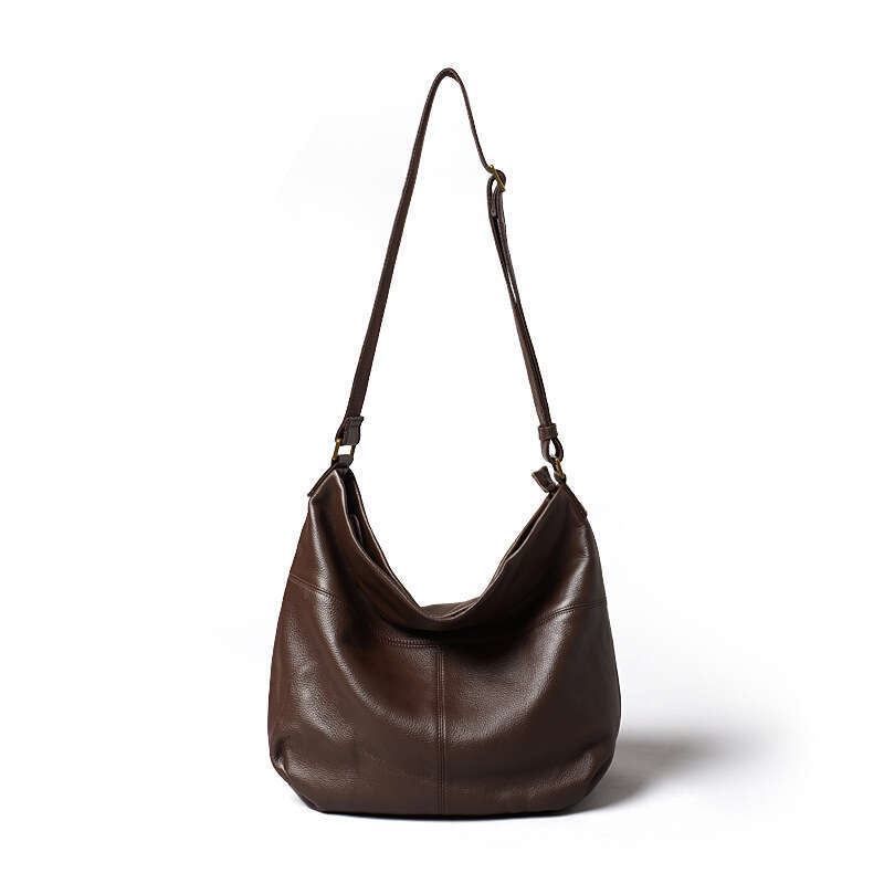 New Top Layer Cowhide Women Bag, Lazy Style Soft Leather Hobo Bag, Large Capacity Casual Shoulder Crossbody Tote Handbag SENYY