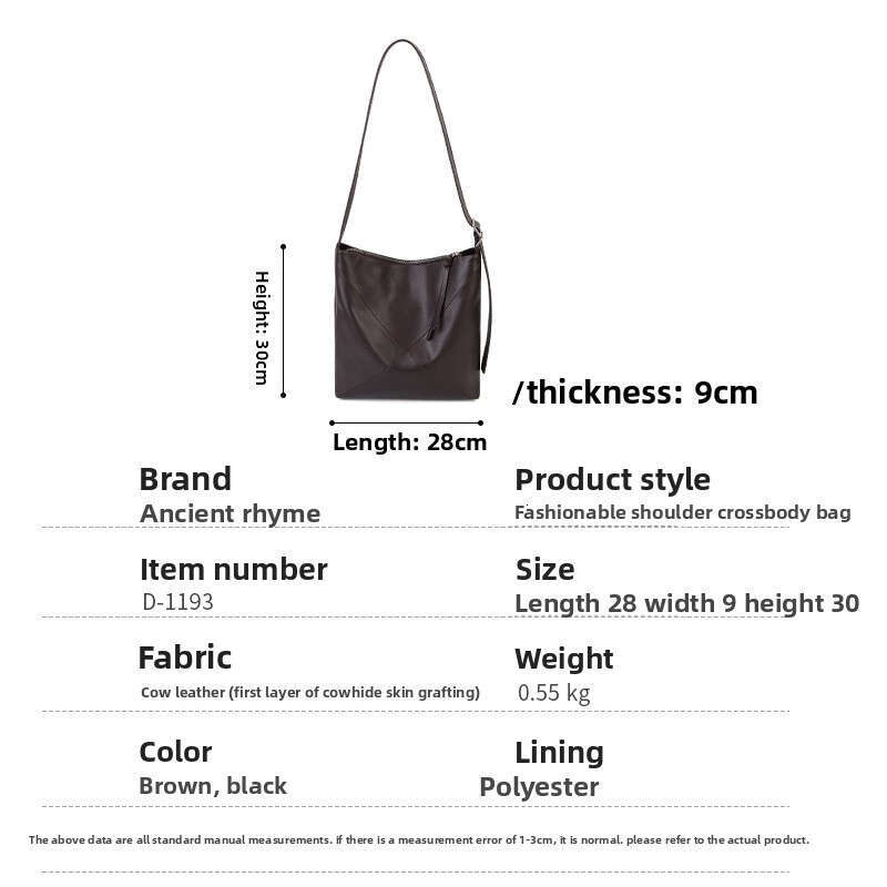 Simple Stylish Genuine Leather Bucket Bag, Lightweight Large Capacity Women Crossbody Shoulder Tote Bag, Ideal for Daily Use Work Commute SENYY