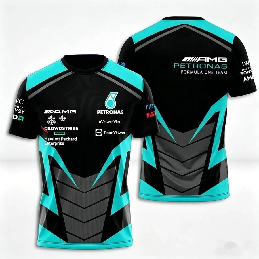 Sports shirt, AM Petronas F1, men and women, 3D printed, casual style, breathable, suitable for Formula One racing. wholesale