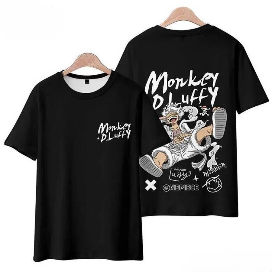 One Piece Short Sleeve Brand, Same as Ace Luffy's Clothing, Trendy Anime T-Shirt, Suitable for Male Students, New Style 2025, Breathable, wholesa